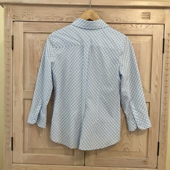 New York & Company Gingham Country Western Cowgirl Cowboy Shirt Ruffle - Picture 4 of 7